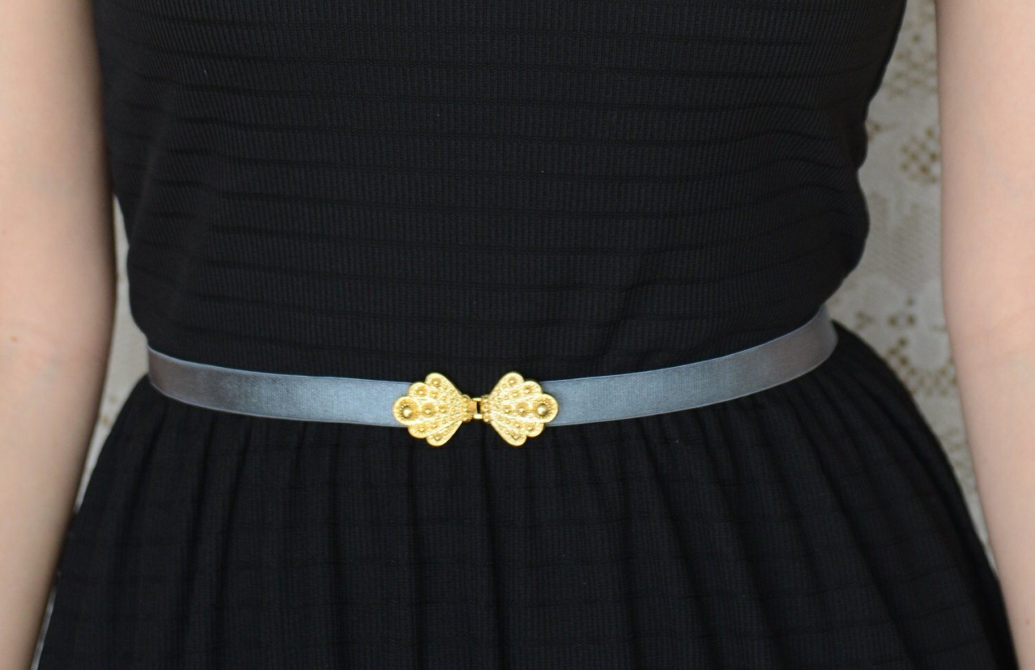 Gray Waist Belt Gold Buckle Grey Belt Wedding Accessory | Etsy