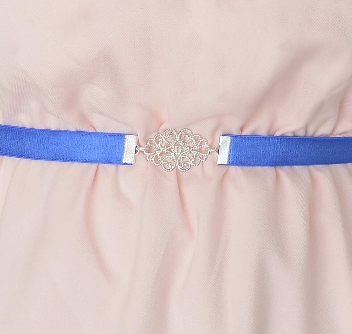 Royal Blue Dress Belt Waist Belt Silver Belt Filligree Etsy