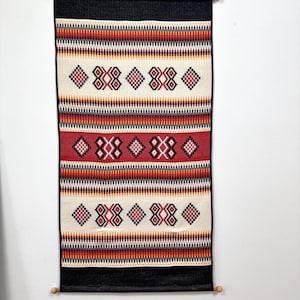 Vintage Finnish Wall Hanging – Handwoven Wool Tapestry, 1970s–80s Geometric Scandinavian Textile