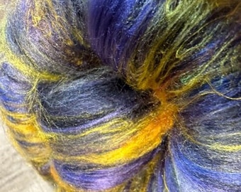 Siberian Iris -  Spinning Batt | Unique Art Batt | Wool Blend Batt | Exotic Fiber Batt