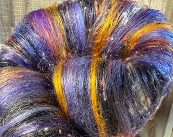 Starry Night -  Spinning Batt | Unique Art Batt | Wool Blend Batt | Exotic Fiber Batt