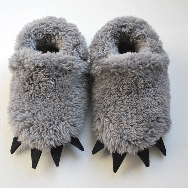 Reserved for DEBBIE  Baby Wolf Paw Slippers - Fuzzy Claw slippers for babies and toddlers - Free Shipping