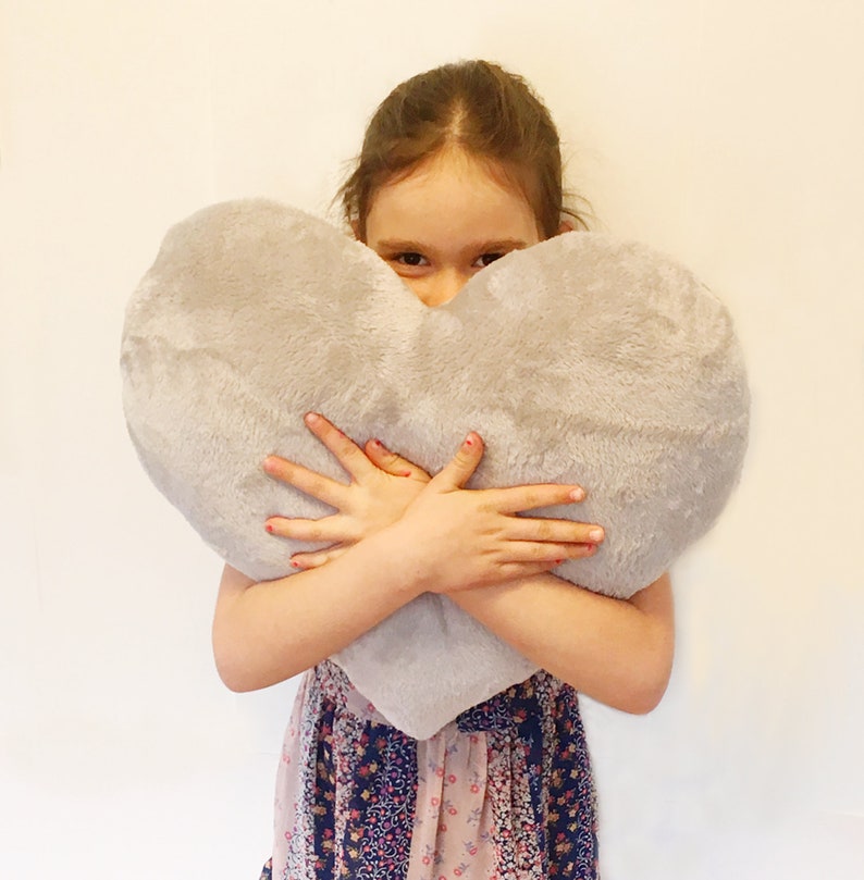 Gray Fluffy Heart Pillow from Babycricket. #homedecor #pillows #fauxfur