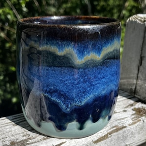 Hand Thrown Stoneware Utensil Holder with Ocean Vibes