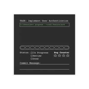 Terminal Style Developer Kanban Post it Notes Task Tracker and Progress Bar Sticky Pads