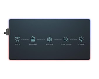 Programmer Workflow RGB Mouse Pad | Funny Coding Desk Mat