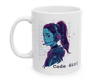 パーソナライズされたレトロコンピューターガールマグカップ | ローファイゲーマーギフト