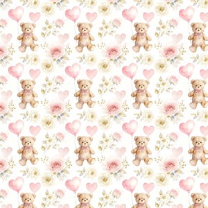 Pink Valentines baby Teddy Fabric, Width 55inches, Optional Length Available  Cotton Fabric