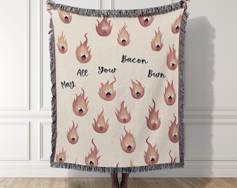 Flame Spirit Woven Blanket, Funny Anime Tapestry, Cozy Home Decor