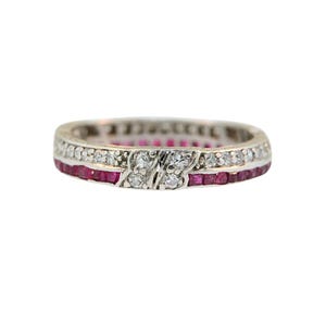 Platinum Diamond & Ruby Ring Size 5.5