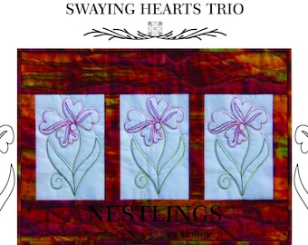 Swaying Hearts Trio mini quilt pattern PDF