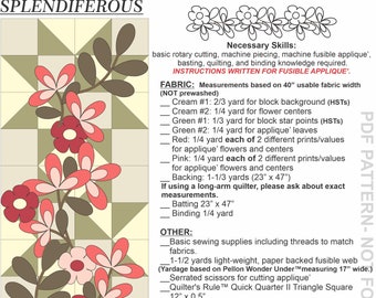 Splendiferous PDF floral quilt or wall hanging pattern