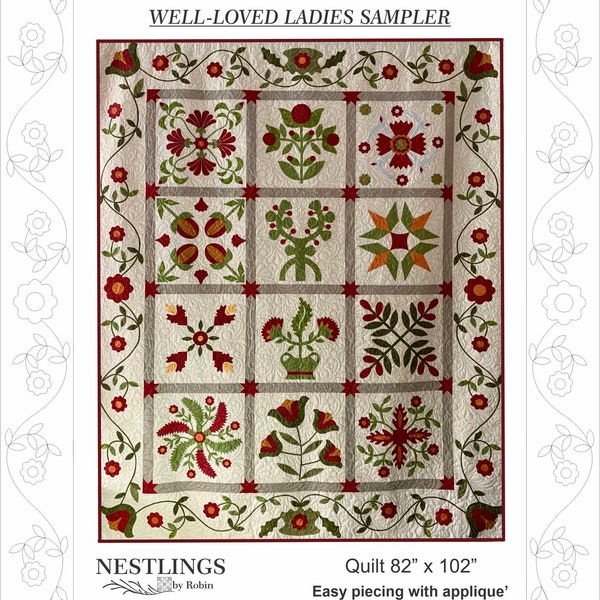 Well-Loved Ladies Sampler Quilt pattern PDF