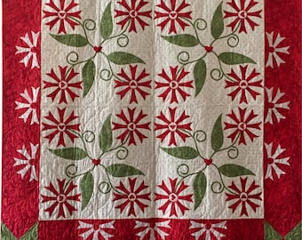 Heartbursts Quilt Pattern, Fusible Applique (PDF Download)