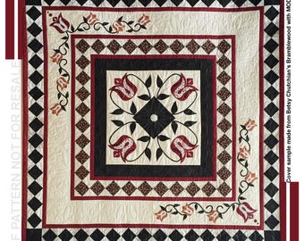 Tulips Tiled Quilt Pattern, Fusible Applique (PDF Pattern)