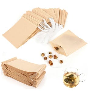 Lot De 100 Sachets à Thé Ronds – Papier Filtre Vide – Avec Ficelle – Pour Infusion Et Tisanes