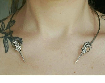 raven torque necklace, handmade jewelry, witchy jewelry,