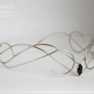 elvish tiara with swarovski stone,  elven tiara, bridal headpiece, elven crown, elven circlet, handmade jewelry