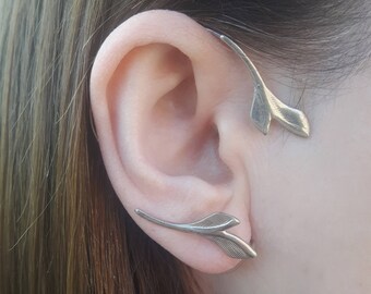 Elvish earring  - statement jewelry  - leaves handmade earcuff