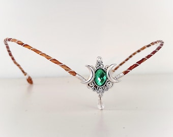 Triple Moon Goddess Tiara: Elven Crystal Headpiece