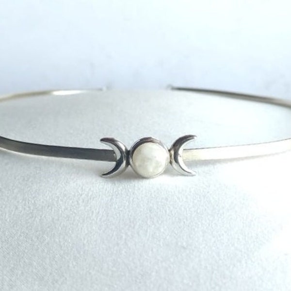 moon crown ,   triple goddess tiara - Moon circlet - medieval circlet  moonstone  - pagan jewelry - bride Moon  headpiece - Moon headband