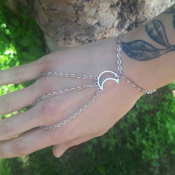 Moon bracelet ring- statement jewelry