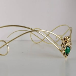 golden elvish tiara made of brass, golden elven tiara, wedding jewelry