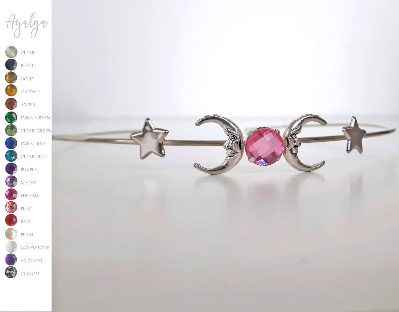 Moon and stars tiara Moon crown Triple moon tiara triple Etsy