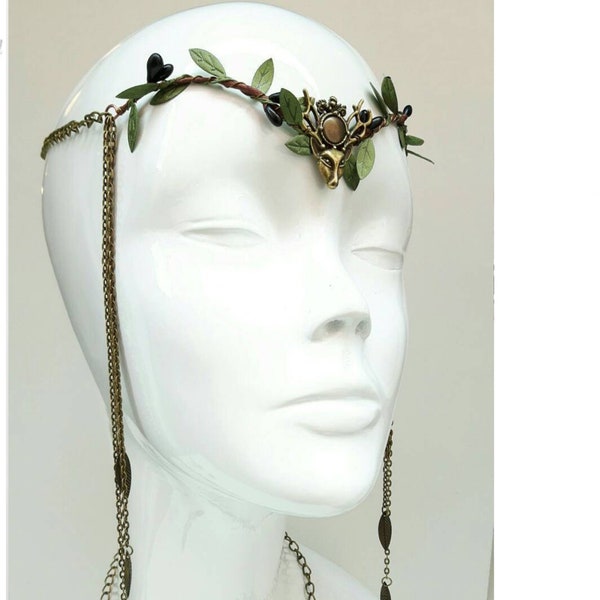 deer chain headpiece - deer crown Woodland elf tiara - fairy crown - festival crown - fairycore   - crown - elven tiara - elven crown