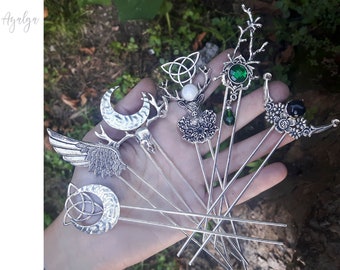 hair sticks - magical hair stick - choose your favourite - hair pin - pagan jewellery - celtic jewellery - moon hair accessories - hairpin