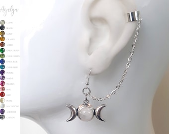 Moon ear cuff - Triple moon earcuff - triple goddess customizable earrings