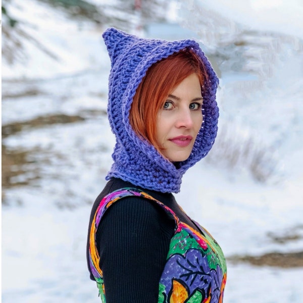 Balaclava pixie hood .handmade cute knitted balaclava