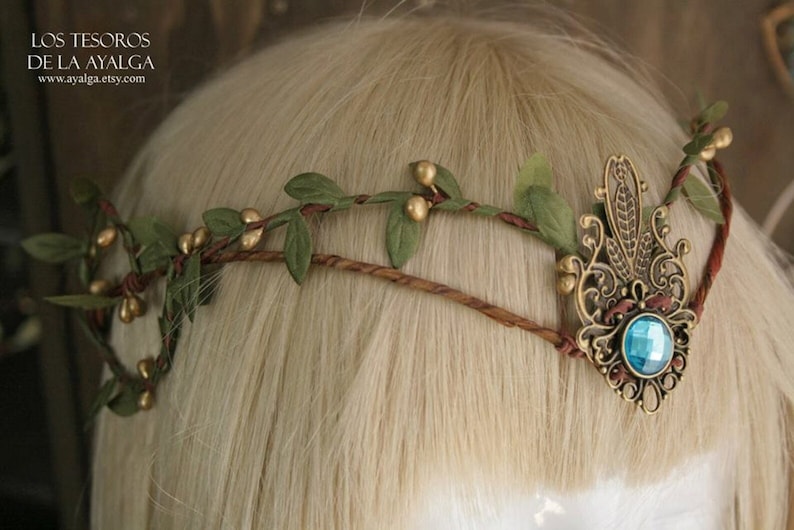 Woodland elf tiara elven headpiece fairy crown woodland tiara circlet leaves crown elvish tiara bridal headpiece fairy crown image 2