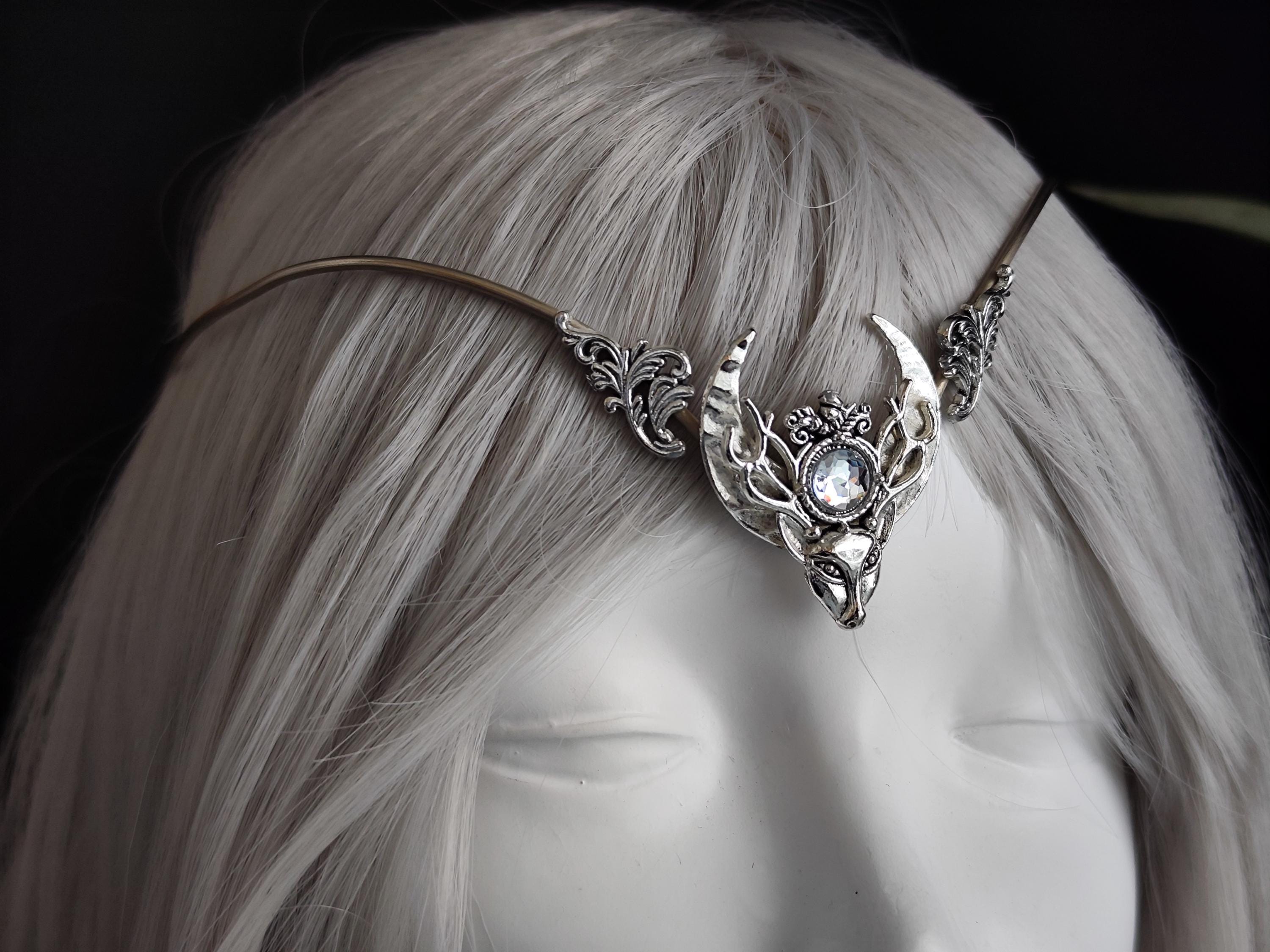 Reaky Boho Stirnband Mit Mond – Silberner Glitzer-Kopfschmuck Für Festival, Hochzeit & Karneval | Verstellbarer Haarreif Für Damen