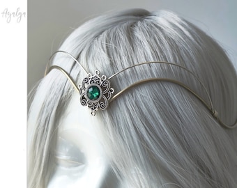 elven headpiece, silver crown, woodland elf tiara, fairy crown, handmade jewelry