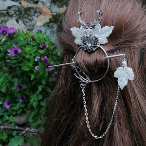 ペロ デ シエルボ バレッタ パロ コン カデナス。 Broche de bosque de invierno サークルヘアピン