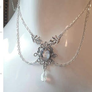leaves crystal necklace- statement jewelry