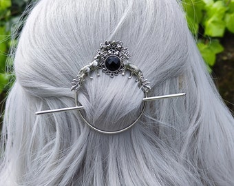 Wolf Hair barrette with celtic knot  stick - brooch pin wolf