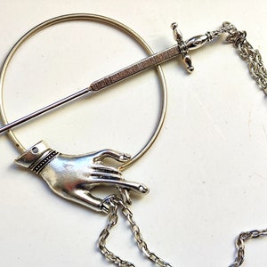 Sword Comb Hair Pin with Chains – Witchy, Gothic, Fantasy Hair Accessory