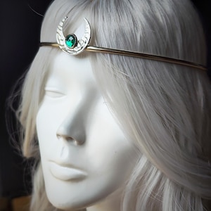Moon tiara  - lunar crown - celestial headpiece- statement jewelry-   Priestess Crown