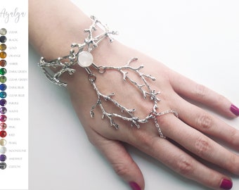 Elven bracelet -  slave bracelet - moonstone bracelet - ring bracelet - branches bracelet - pagan jewelry - elvish jewelry  - woodland