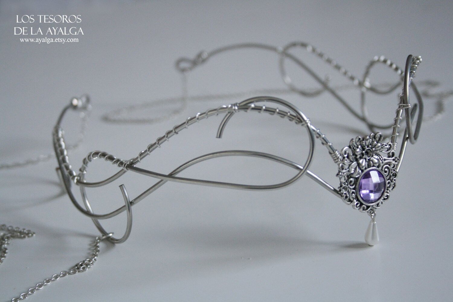 Tiara elfica tocado novia boda medieval Etsy España