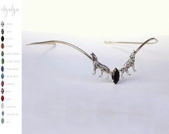 elven wolf tiara, tiara crown, woodland crown, wolf crown, wolf tiara, elf crown, crown elven swarovski