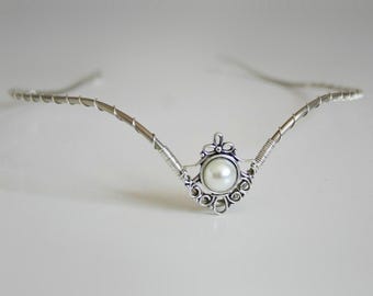 Tiara,Wedding tiara , Elven crown silvered