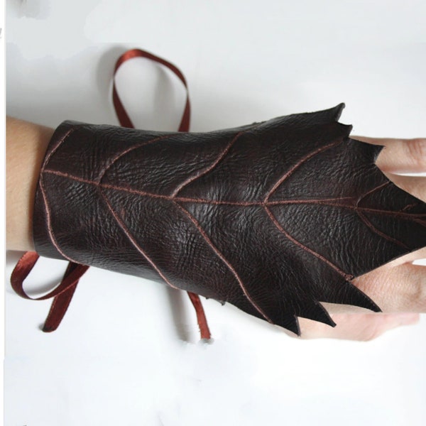 leather bracelet leaf  , one elf bracer