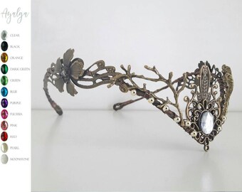 Tiara de elfo del bosque hecha a mano: diadema de hada nupcial