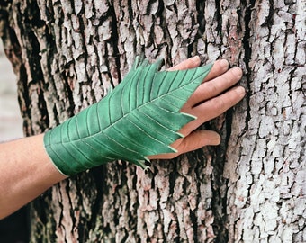 leather bracelet leaf  , one elf bracer