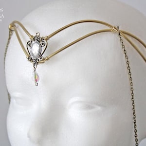 tiara de laton . tocado para novia . tiara elfica