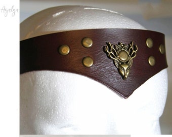 Medieval leather tiara with deer head