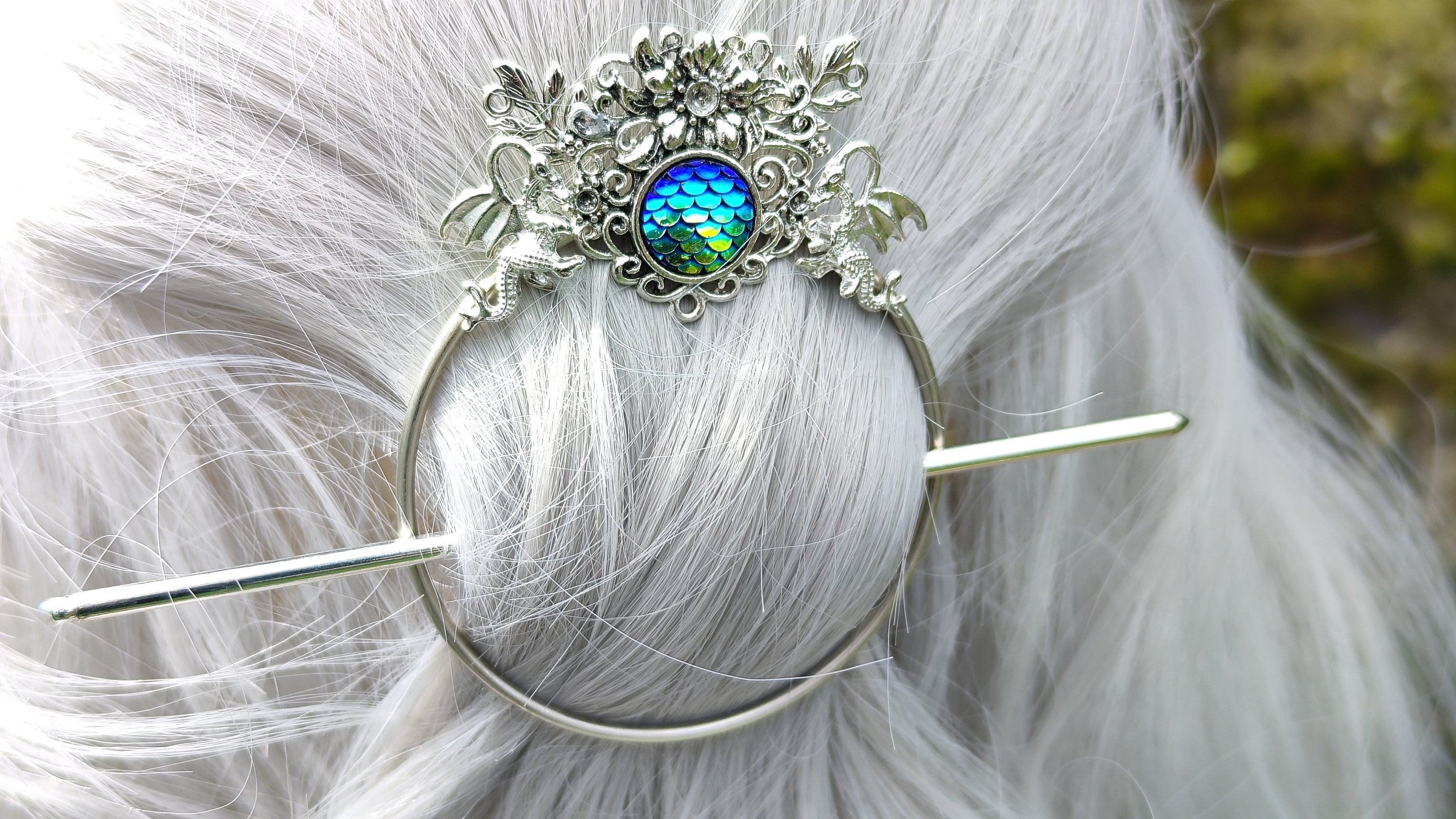 All Seeing Eye Wing Hair Clip Silver Gothic Celestial Statement Barrette Gothic Bat Hair Clip – Celtic Crystal Design Jewelry main image 3